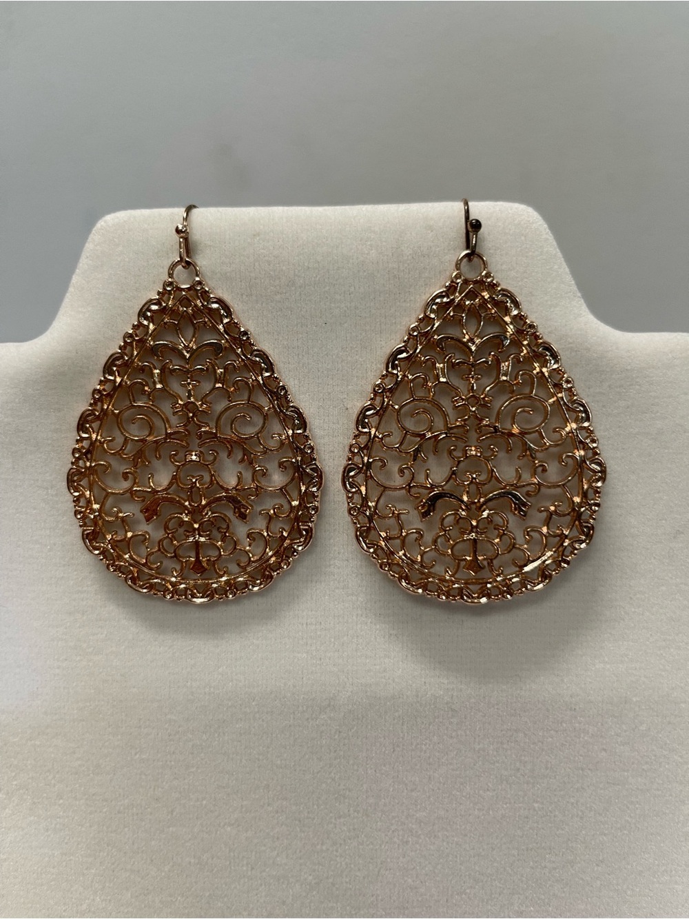 Rose Gold-tone Filigree Teardrop Dangle Earrings - Women’s Jewelry